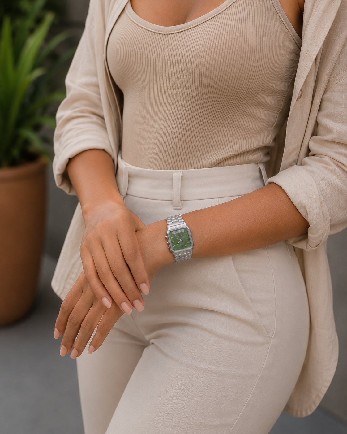 Woman wearing a Casio watch